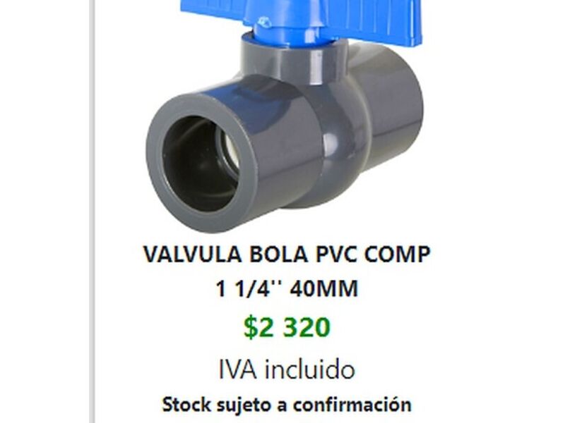 Válvula bola pvc comp 1 1/4'' 40mm Romeral