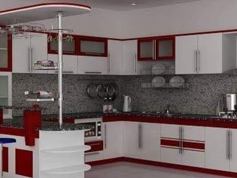 Mueble cocina rojo blanco Chile