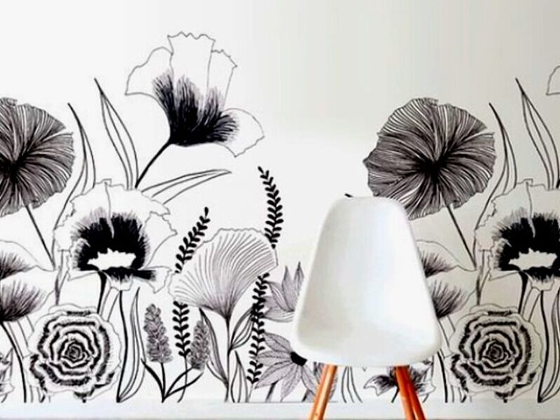 Vinilo decorativo conejo flores Chile