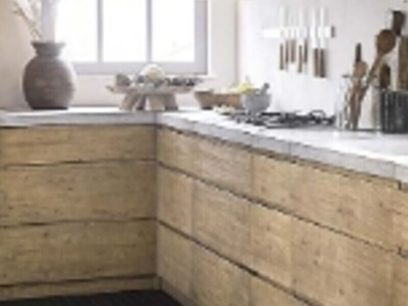 Mesón cuarzo madera cocina Chile
