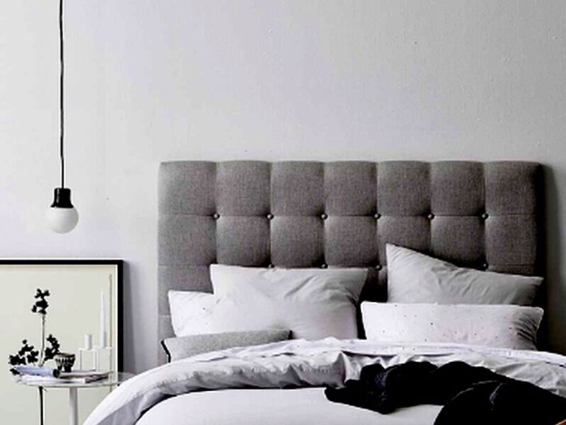 Respaldar cama color gris botones Chile