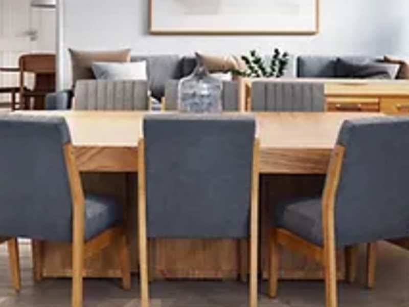 Comedor Madera Tapizado Gris Chile