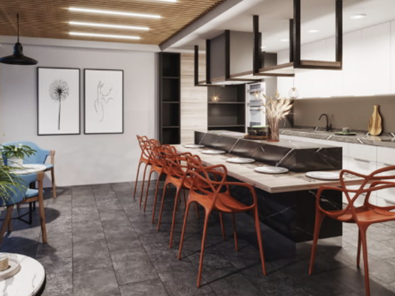 Render 3D Comedor Chile