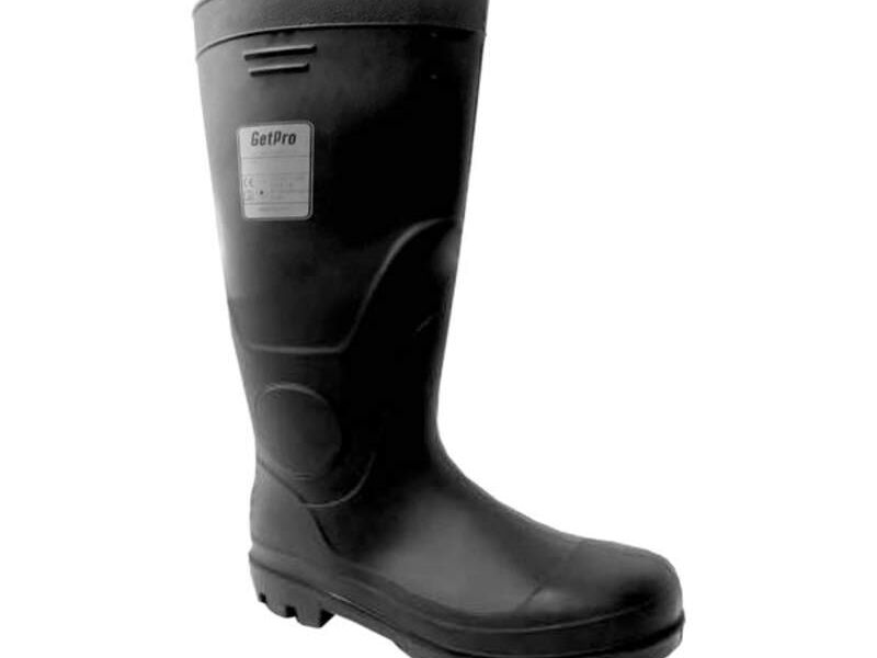 Bota pvc negra punta y planta acero Santiago