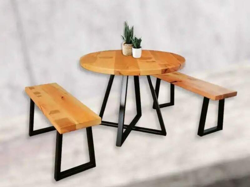 Mesa comedor redonda base metálica Malloa