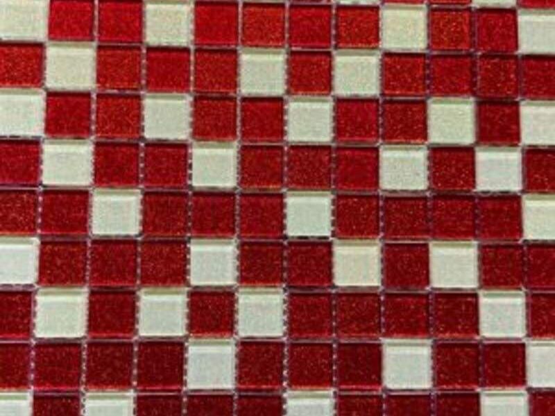 BALDOSA MOSAICO CRITAL GLITTER ROJO