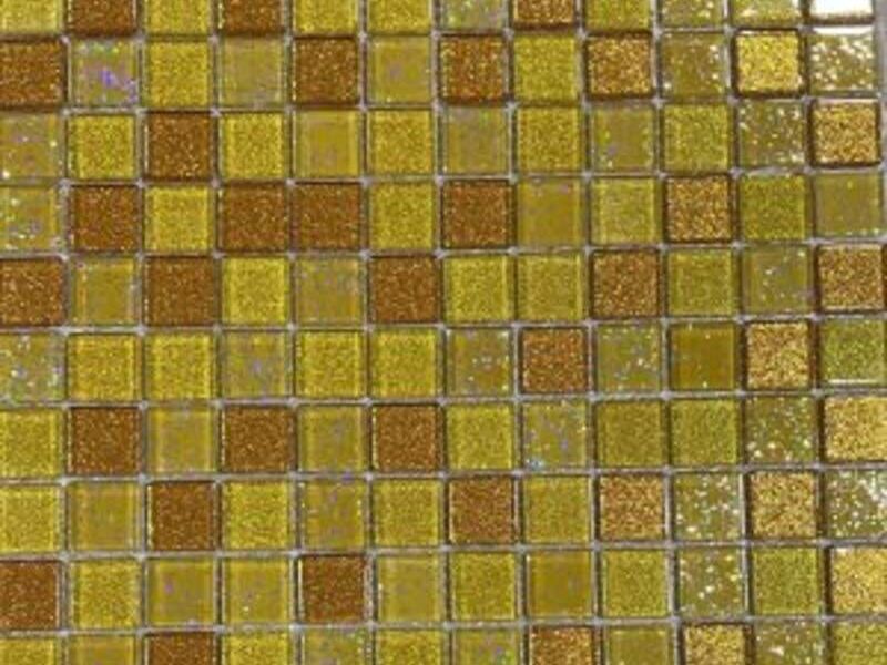 BALDOSA MOSAICO CRITAL GLITTER DORADO