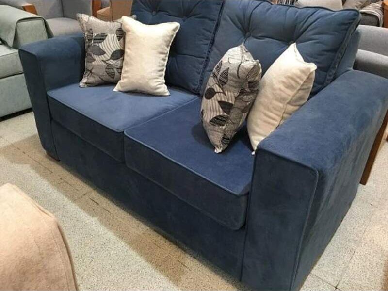 Sofa Felpa Azul Petroleo Santiago