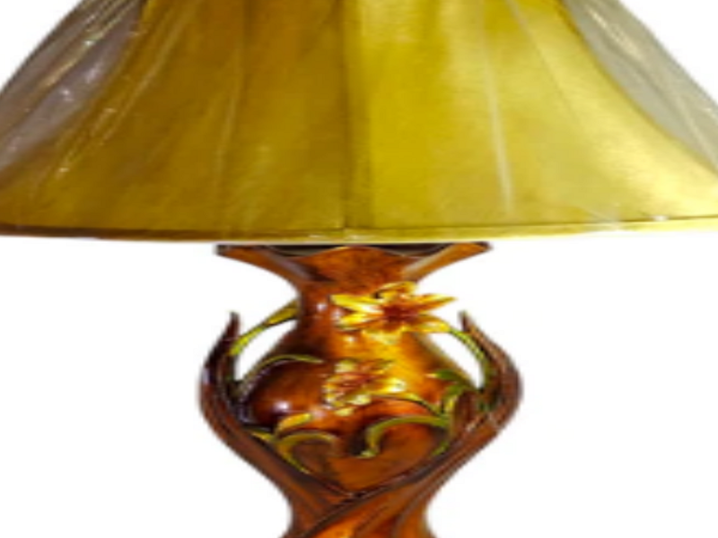 Lámpara dorada flores 