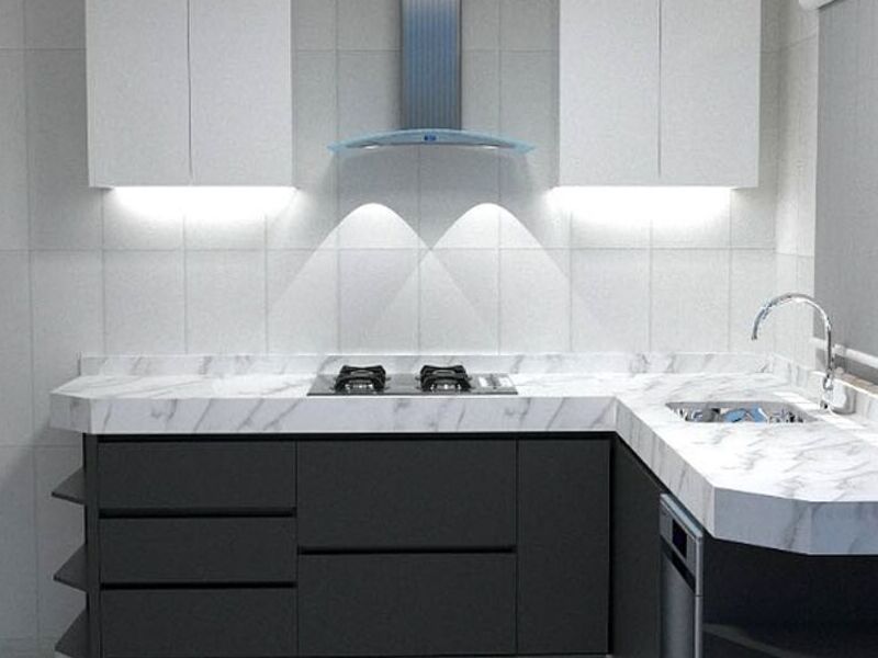 Cocina cuarzo blanco Chile 