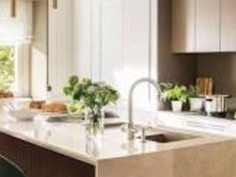Isla cocina beige verde Chile 