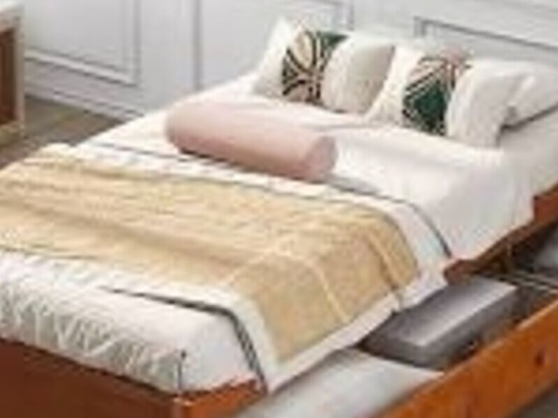 Cama plataforma madera maciza roble Chile