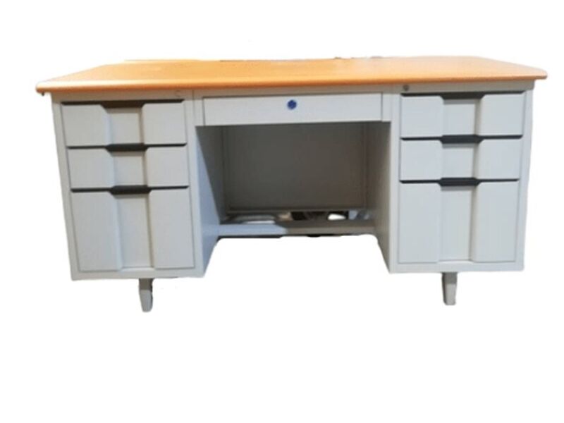 ESCRITORIO METALICO CUBIERTA MADERA 140 CM