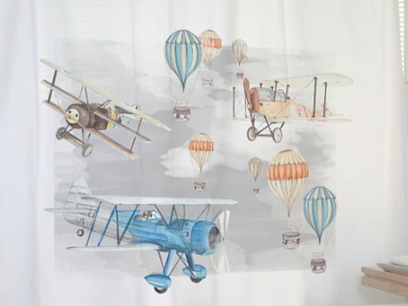 CORTINA DE BAÑO AVIONES Y GLOBOS