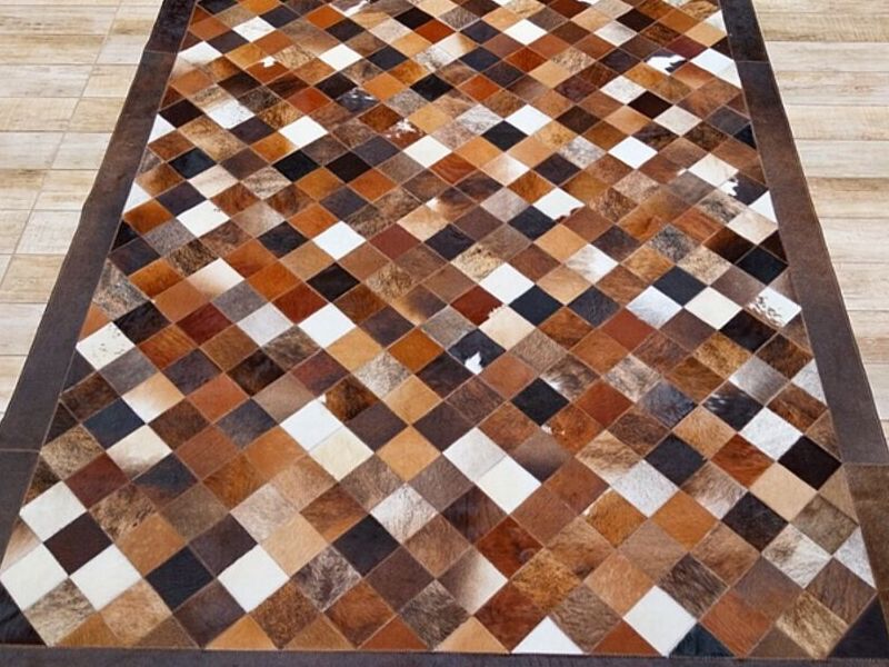 Alfombra Estilo Patchwork Cuero Río Bueno