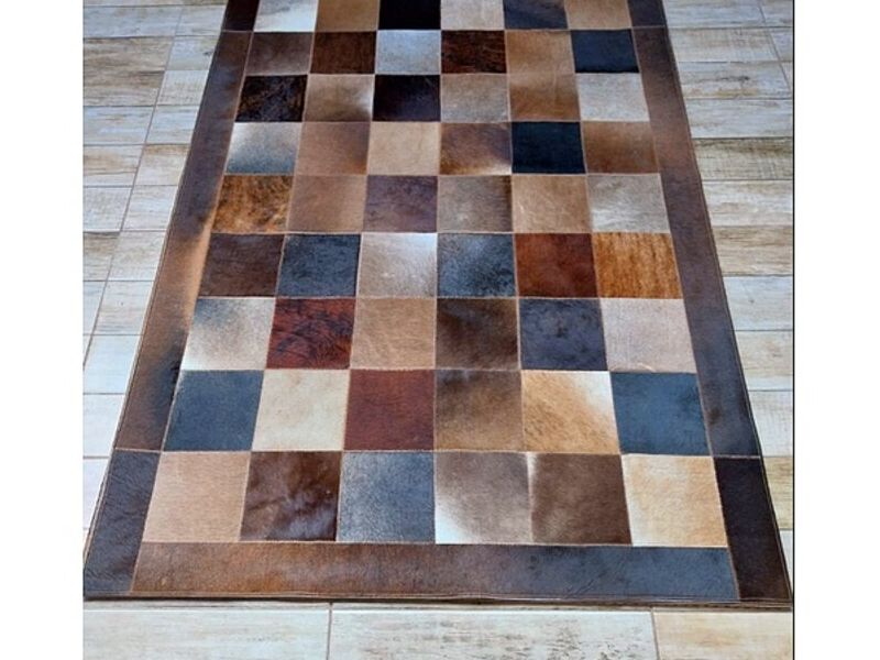 Alfombra Cuero Natural Patchwork Río Bueno