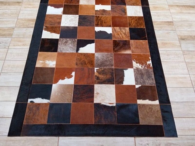 Alfombra Cuero Vaca Pelos Patchwork Río Bueno