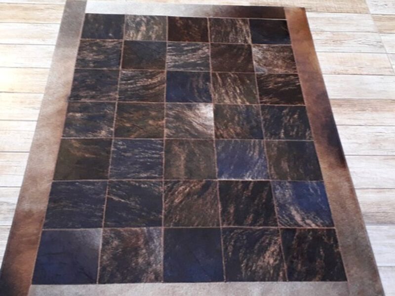 Alfombra Cuero Vaca Costura Zig Zag Río Bueno