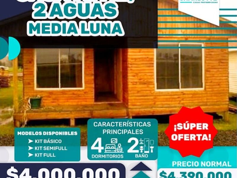 casa prefabricada 72 mt2 dos aguas Chile 