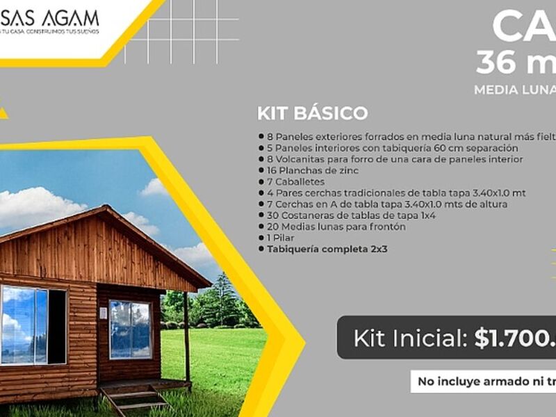 Kit casas prefabricada madera 36 m2  Chile 