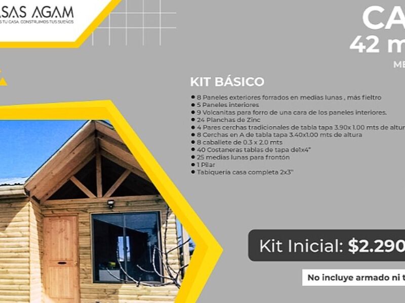Kit casas prefabricada madera 42 m2  Chile 