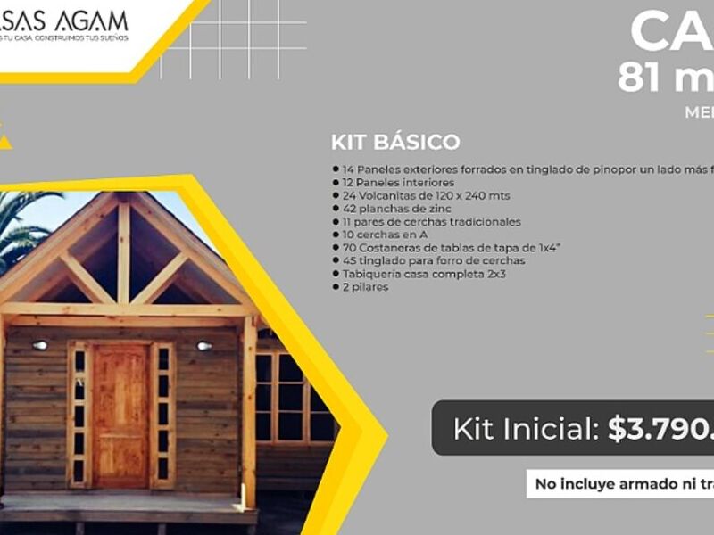 Kit casas prefabricada madera 81 m2 Chile 