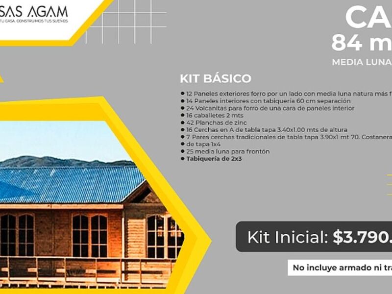 Kit casas prefabricada madera 84 m2 Chile 