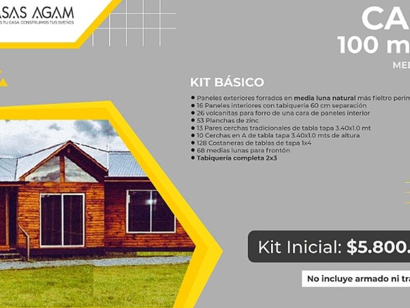 Kit casas prefabricada madera 100 m2 Chile 