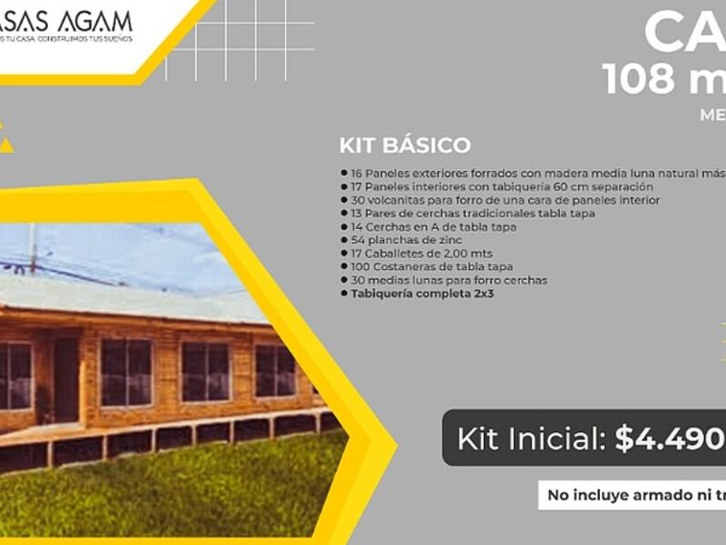 Kit casas prefabricada madera 108 m2 Chile 