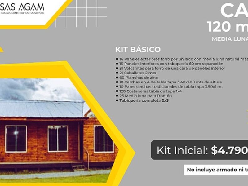 Kit casas prefabricada madera 120 m2 Chile 