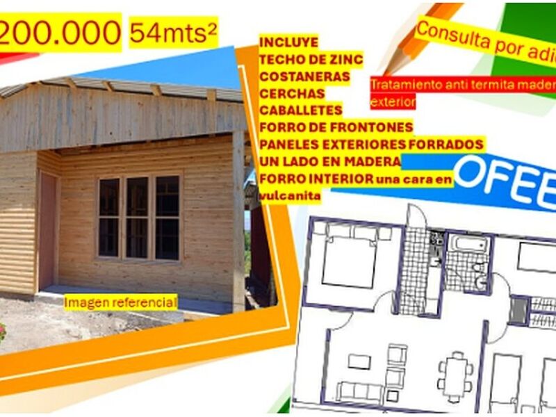 Casas prefabricadas  madera 54 m2 Chile 