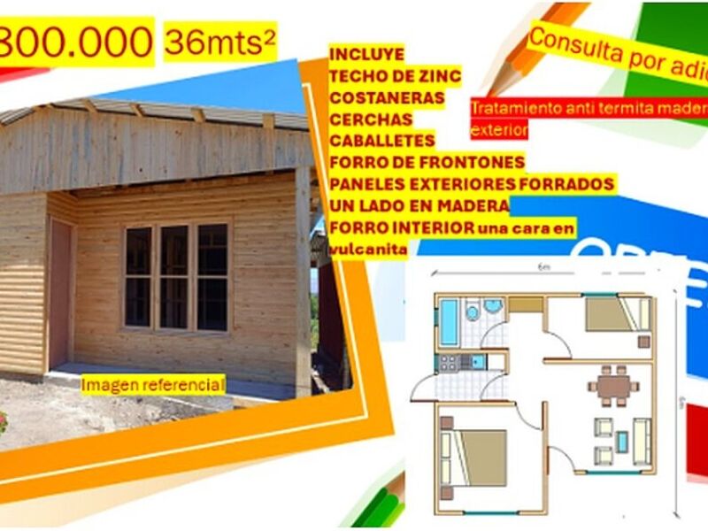 Casas prefabricadas  madera 36 m2 Chile 