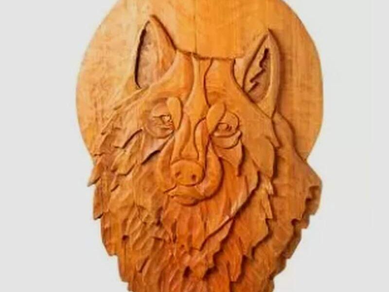 Tallado  Madera Rostro  Lobo chile