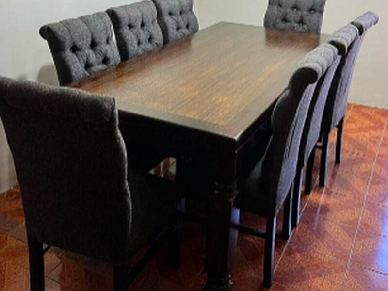 Juego comedor rectangular madera marrón