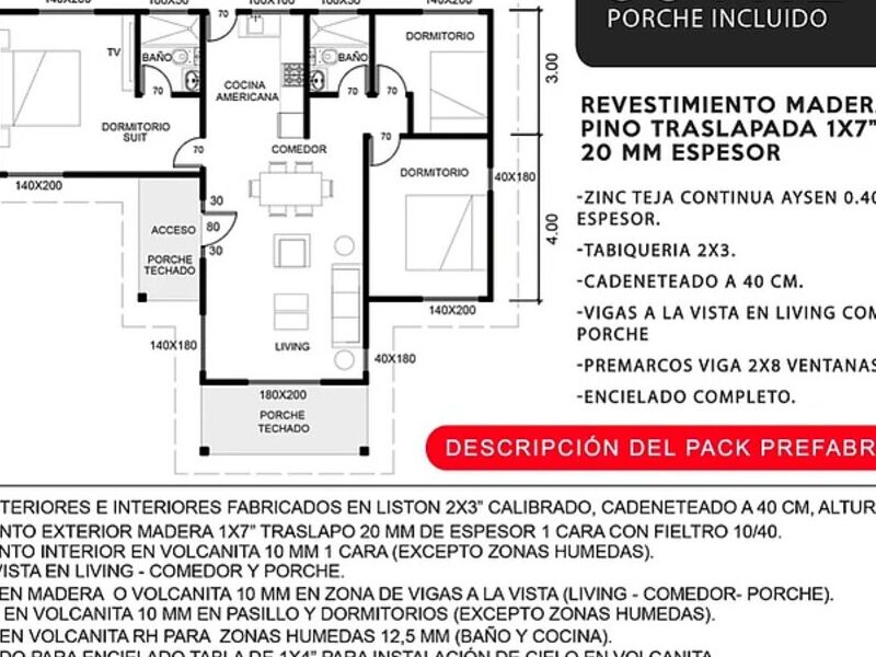 Casa Prefabricada 90m Melipilla