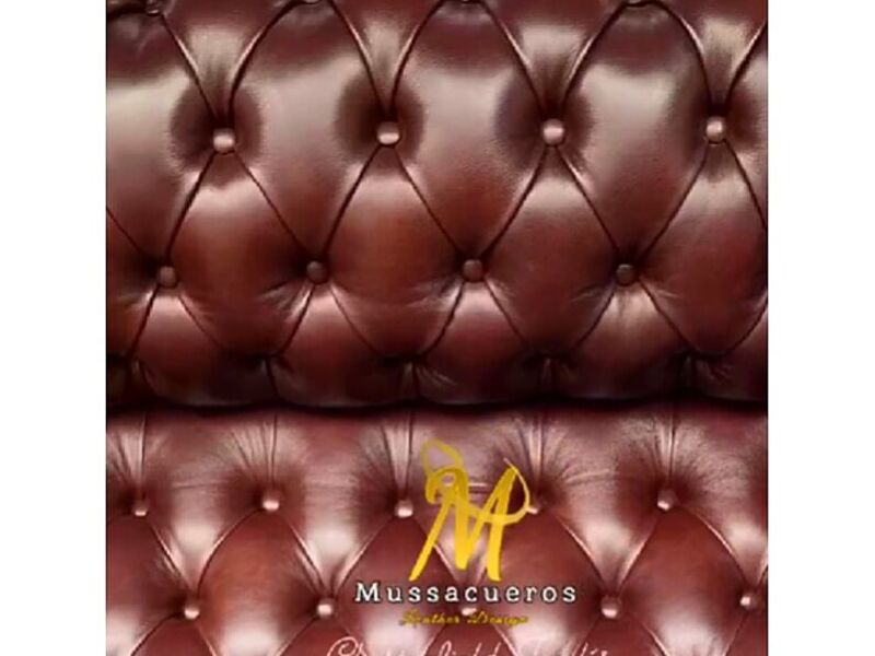 SOFA CUERO MADERA CHILE