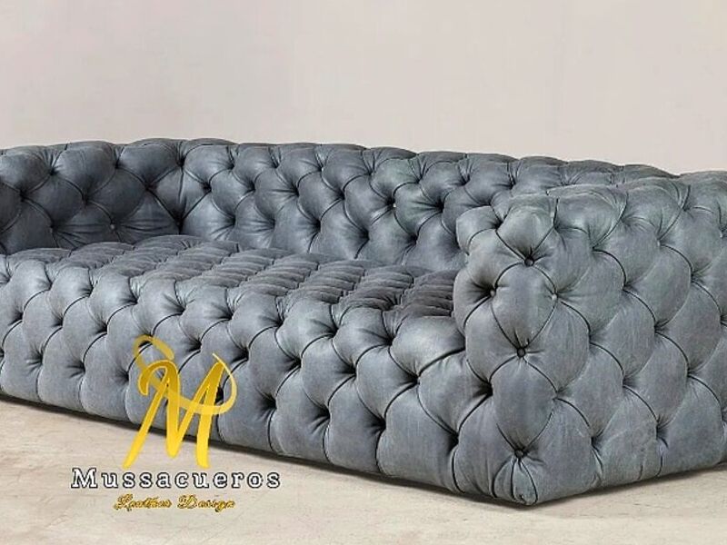 SOFA CUERO GRIS CHILE