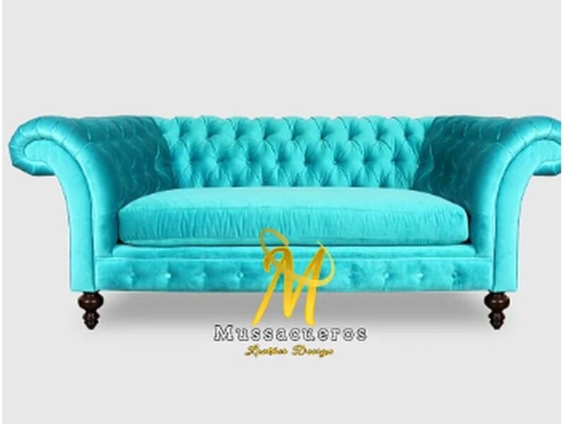 SOFA CUERO CELESTE CHILE