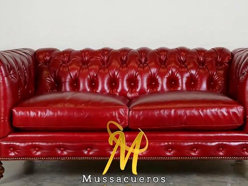 SOFA CUERO ROJO CHILE