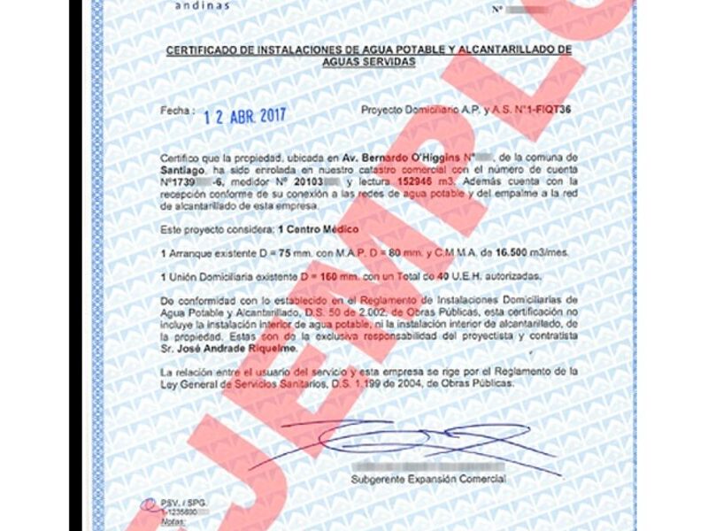Obtención certificado instalación Chile 