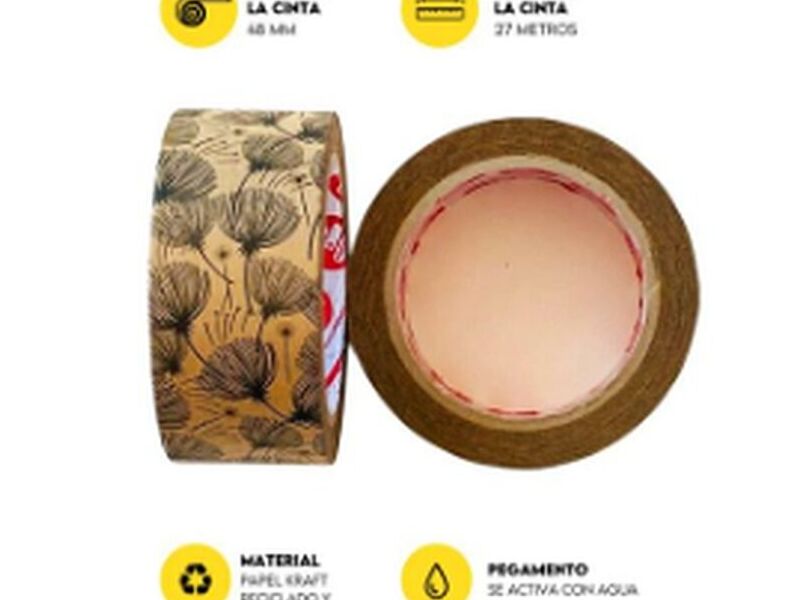 Cinta  Papel Engomado kraft flor negra Quilpué