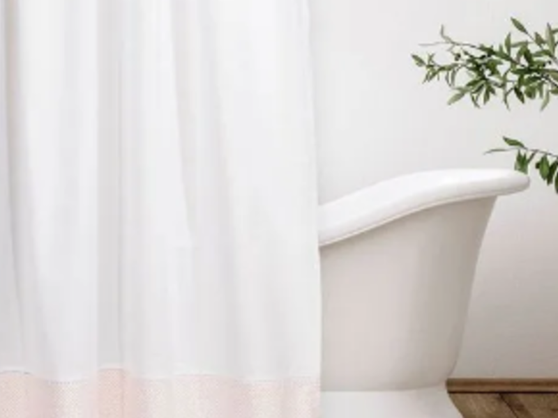 Cortina  Baño Estampada Puntitos Rosa Chile
