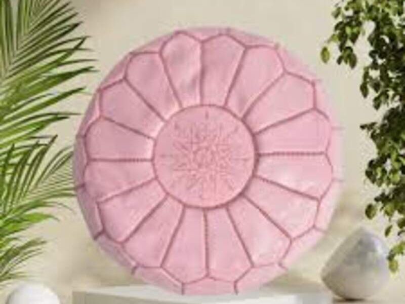 PUFF DE CUERO ROSADO Chile