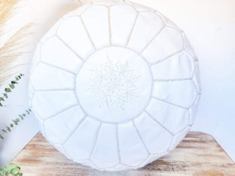 PUFF DE CUERO BLANCO Chile