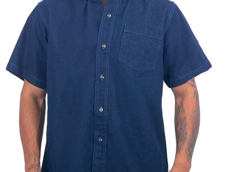 Camisa Mezclilla Hombre Manga Corta