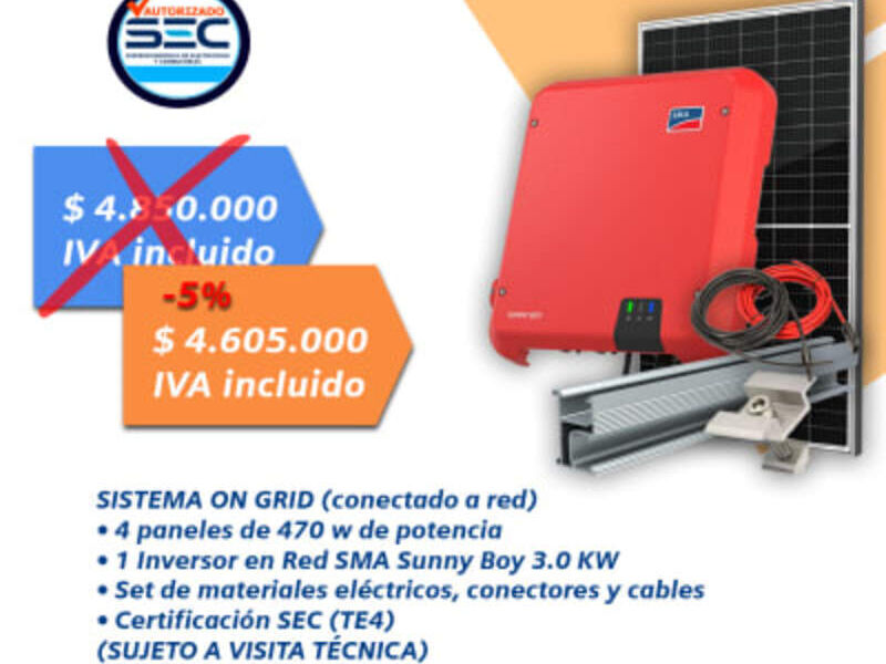 KIT ON-GRID 3.000 W CHILE