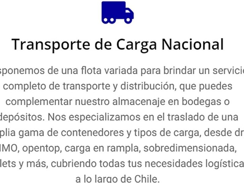 Transporte Carga Nacional Arica 