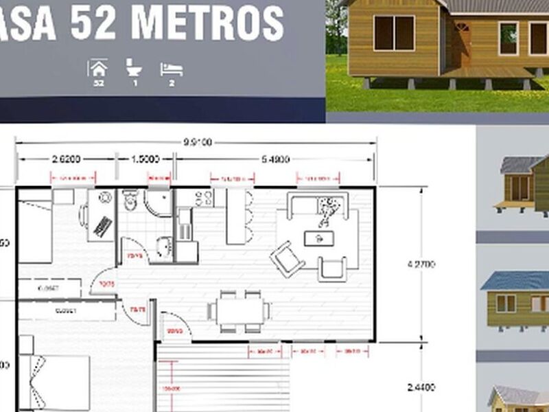 Casa prefabricada modular 52 m2  Chile 