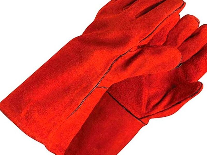 Guantes de soldador rojo de gamuza