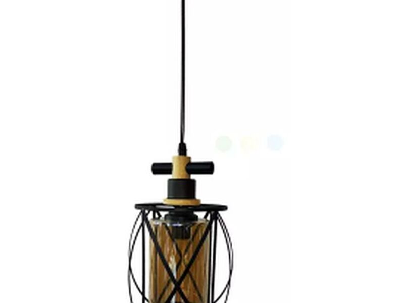 Lampara Colgante Vintage Metal Y Vidrio E27
